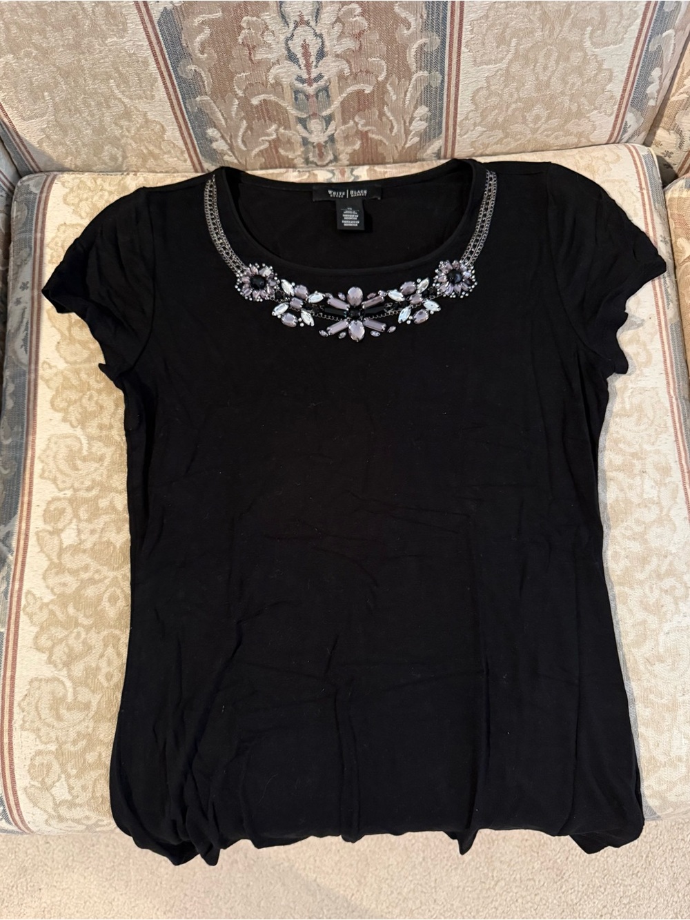 White House Black Market Jewel neck embellished tee shirt in excellent condition